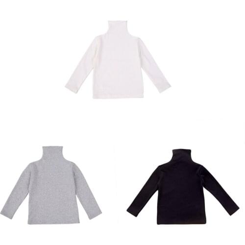 2020 Spring Fall Baby Girls Clothes Children Turtleneck Solid Color Long Sleeve Shirt Kids Pullover Tops Warm Base Shirt 1-6T