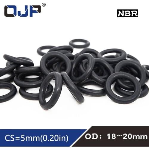 50PC/lot Rubber Ring Black NBR Sealing O Ring CS5mm OD18/20mm Nitrile O-Ring Seal Oring Gasket Oil resistance Rings