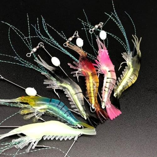 6g Fake Shrimp Soft Silicone Artificial Bait with Bead Swivels hook for fishing Sabiki Rig Fishing Tackle Sea