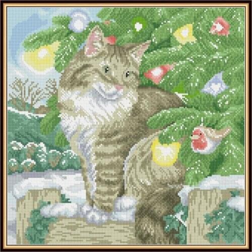 Diamond Painting Full Drill Round Christmas Cat Rhinestone Pictures Wall Sticker 5D DIY Diamond Embroidery Icons Mosaic Diamond