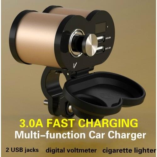 Motorcycle Vehicle USB Phone Charger 3.0A high Speed Fast Charging Cigarette Lighter Dual USB Multi Function Cigarette Lighter
