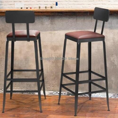 Bar Chair Retro Bar Chair Modern High Stool Front Desk Bar Stool Household Chair Simple Milk Tea Shop Leisure Table Chair