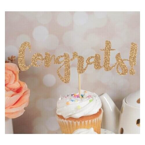 Glitter Congrats Cupcake Toppers Congratulations party toothpicks