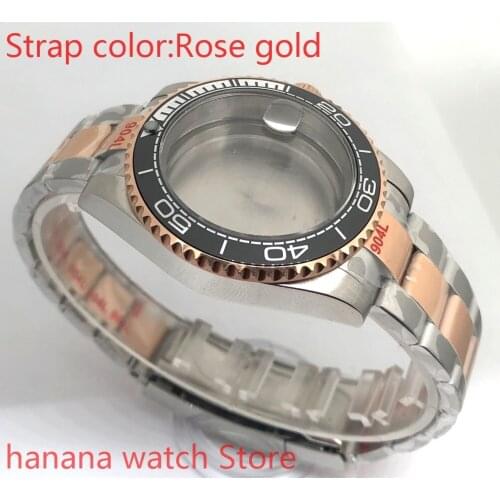 Bliger 904L stainless steel rose gold strap bracelet with 40mm sapphire glass ETA mingzhuji NH36 MH35 case, bezel white black