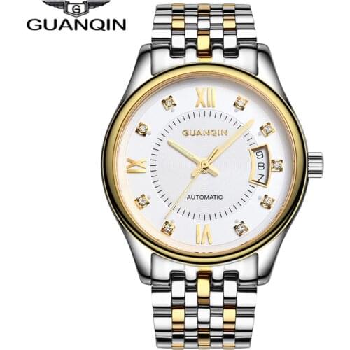 Mens Watch Luxury Famous Brand GUANQIN Luxury Watch Automatic Mechanical Luminous Stainless Steel Wristwatch reloj hombre