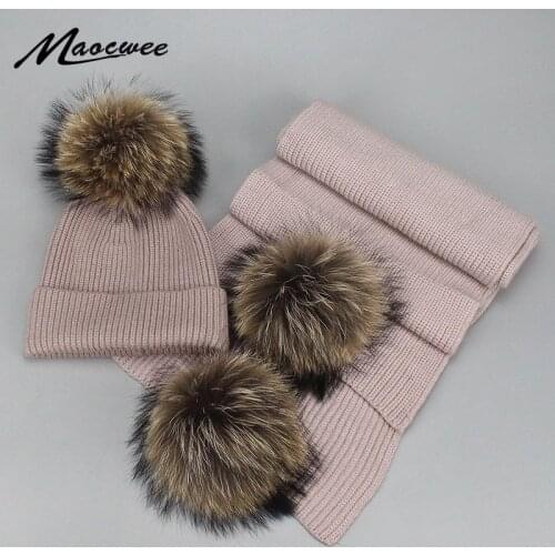Children Adult Parent-Child Winter Hat & Scarf Pom Poms Woman Hat Winter Cap Warm Knit Cap Beanie Knitted Hats Scarfs For Girl