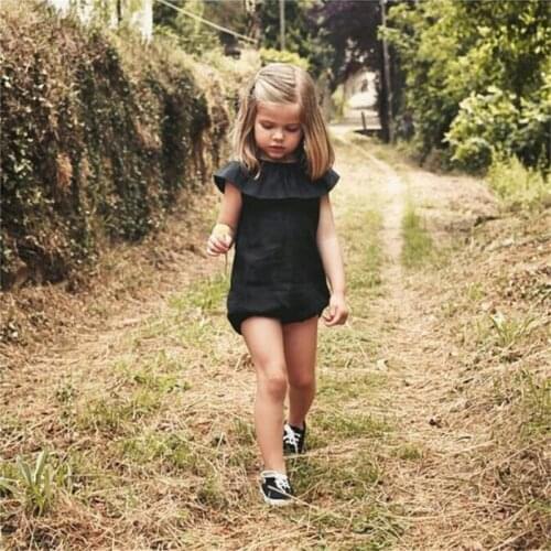 Pudcoco 0-5T Kids baby Girl black bodysuit Summer 2018 Fashion Girls Playsuit New One-Piece Children bodysuit Clothing