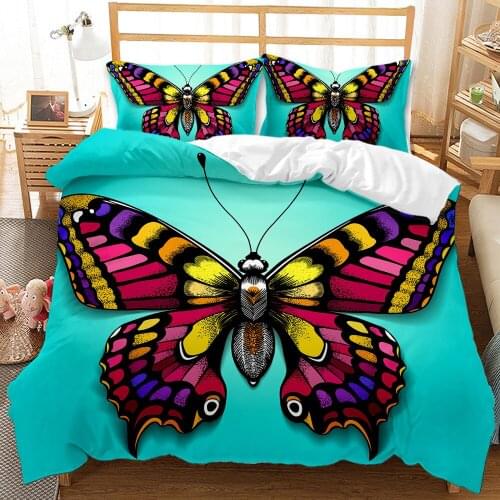 Elegant Butterfly Series Bedding Sets Custom Made Quilt Cover Pillow Case Duvet Bed 3D Digital Printing Quilt Cover Kit Cool