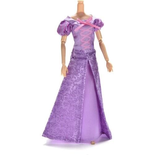 Purple Princess Dress Doll Clothing Summer Wedding Gown Dress For Barbies Tangled Dolls For Barbies Handmade