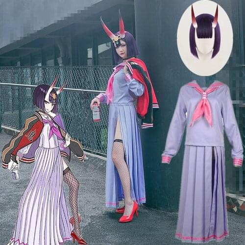 Anime Fate/Grand Order Assassin Shuten-douji Cos Woman JK Sexy Sailor Uniform Cosplay Costume Halloween Top+Skirt+Necklace+Stock