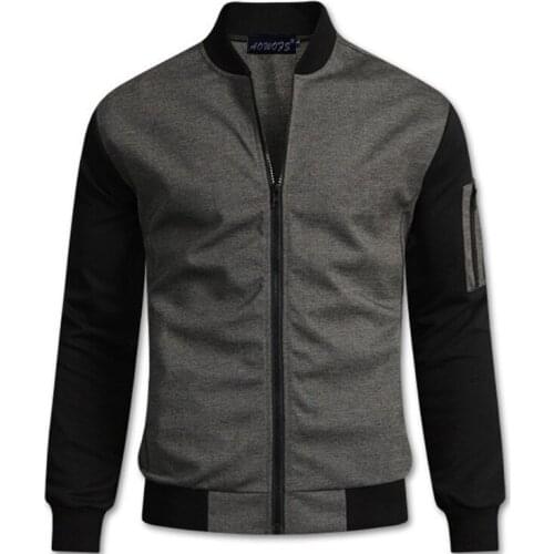 New Autumn Jacket Men England Style Stand Collar Slim Fit Jackets Zipper Casual Male Coats Black Grey Patchwork Clothing