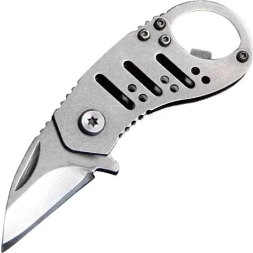 55KD Mini Retro Knife Outdoors EDC Survival Tool Pocket Folding Stonewash Bottle Opener Keychain Camping Hiking