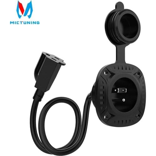 MICTUNING 13Amp 125V Upgraded RV AC Plug Port with 16" Integrated Extension Cord & Water-resistant Cap AC Power Supply Plug Port