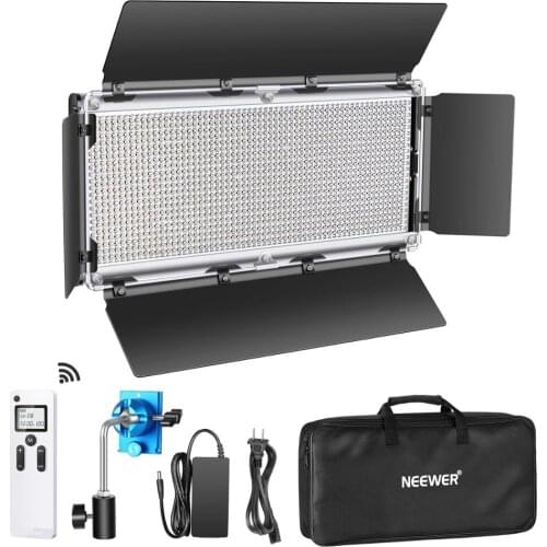Neewer Advanced 2.4G 1320 LED Video Light with Barndoor, Dimmable Bi-Color LED Panel with LCD Screen and 2.4G Wireless Remote