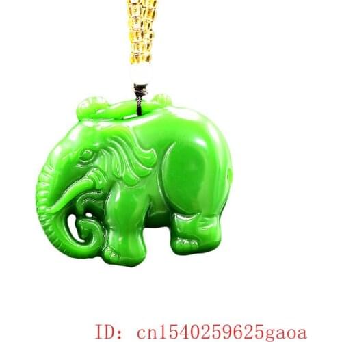 Jade Elephant Pendant Jewelry Necklace Carved Jadeite Natural Gifts Chinese Amulet Double sided Fashion Charm
