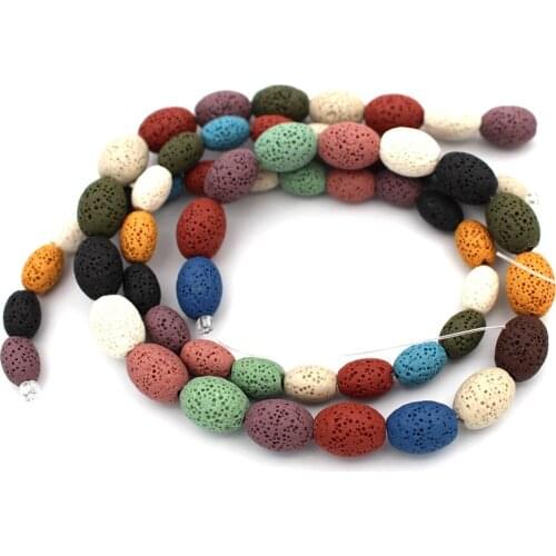 Oval Drum Colorful Volcanic Lava Stone Spacer Beads Loose Beads Charms Rock Beads DIY for Jewelry Earrings Making 1 pack