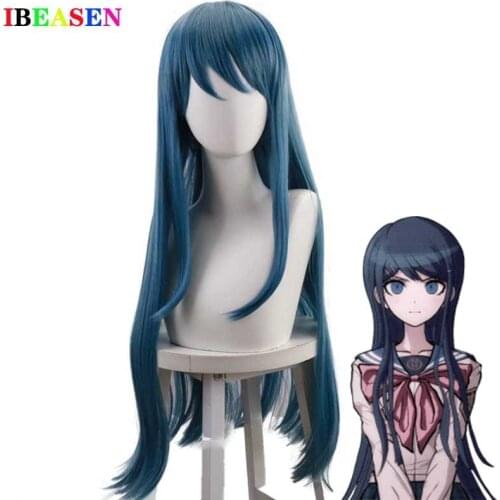 Danganronpa Maizono Sayaka Cosplay Wigs for Women 100cm Long Straight Blue Heat Resistant Synthetic Hair Wig Female Universal