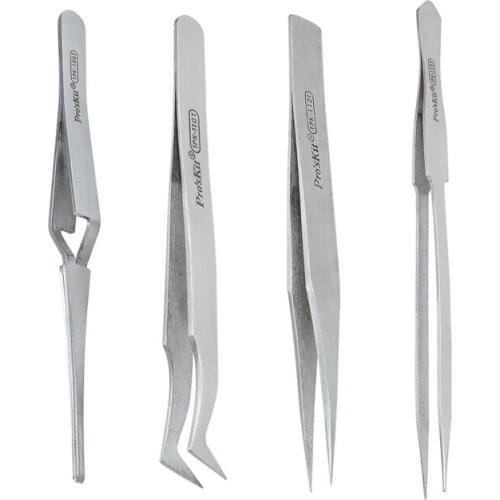 ProsKit 1PK-108T 110T 112T 115T Multifunction Stainless Steel Rebound Tweezers Self-Gripping Reverse Action Precision Tweezer