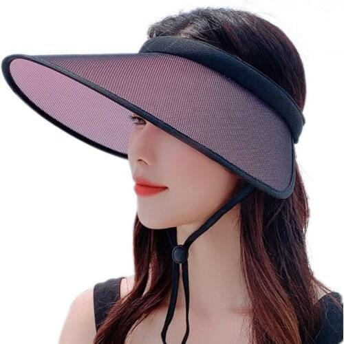 Summer Breathable Empty Top Sun Unisex Visor Hat Men Women Big Wide Brim Sun Caps Fishing Hiking Traveling UV Protection Hat