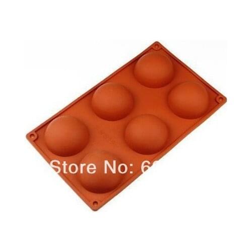 6 Cavities Semi circle Ball Shape Silicone Cake Baking Mold Cake Pan Muffin Cups Handmade Soap Moulds