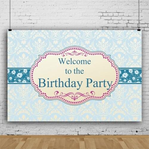 Blue Welcome To Party Backdrop Photography Background Photo Booth Studio Decor