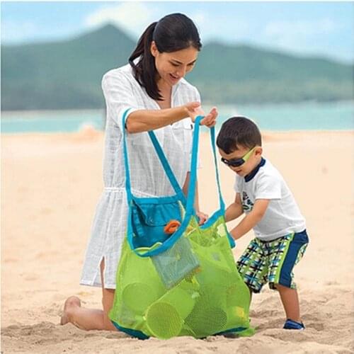 Children adult storage bags mesh shell sand beach seashell bag kids toy mesh sandboxes away cross body mesh bag