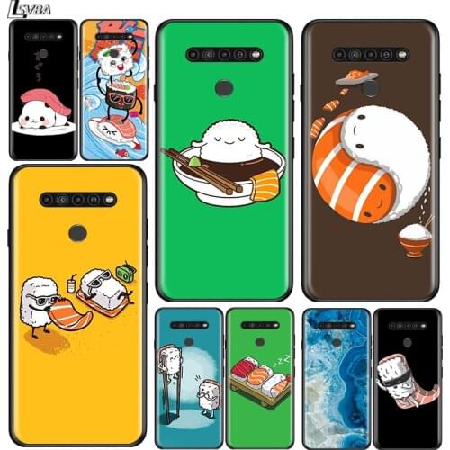 Sushi Pug for LG G8 G8S G8X V30 V35 V40 V50 V60 ThinQ Q60 K40 K50 K51 K61 K71 K92 K62 K42 Black Phone Case
