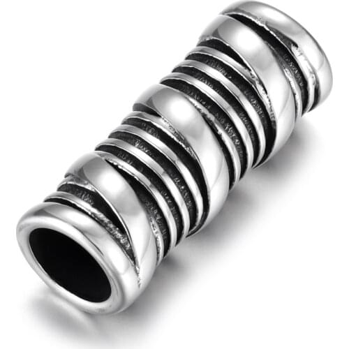 Stainless Steel Tube Beads Large Hole 6mm Polished Metal Tubular Bead Accessories for DIY Bracelet Jewelry Making