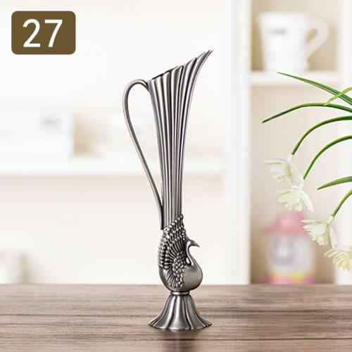 Vintage Home Decor Coffee Bar Decoration Metal Carved tabletop tlower vase Pewter Artcraft Gift wedding decoration HP020