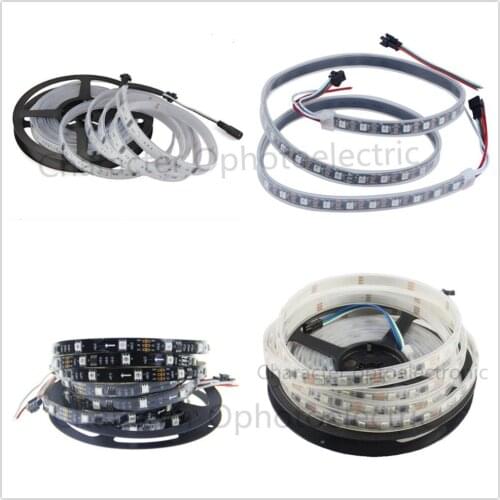 WS2811 5050 RGB LED Strip 5M 150 300 Leds Individual Addressable DC12V White/Black PCB, 2811 led strip Addressable Digital