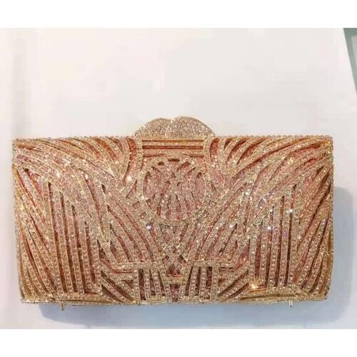 XIYUAN Red/Blue/Black Color Crystal Diamond Evening Clutches Bags Women Metal Wedding Minaudiere Clutch Bridal Handbags Purses
