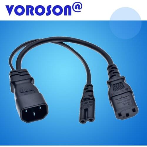 Y Type Splitter Power Cord ,IEC320 C14 Plug 3-Prong Male Power Cable Cord AC Power Adapter to C13+C7 Female, 30cm