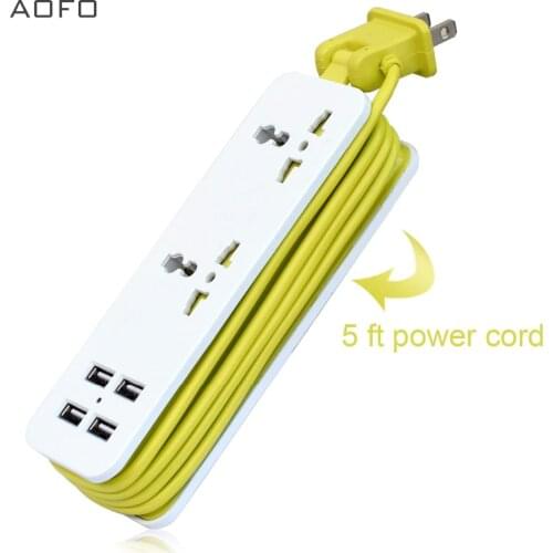 Travel Power Strip Surge Protector with 2 Outlets 4 USB Output 5V 4.2A Output Power Strip with USB Portable Travel Charger