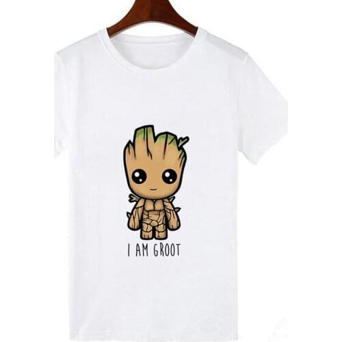 New Arrival Cute I am Groot Anime Print Female Tshirt Marvel Clothes Harajuku Kawaii Womens T-Shirt Fashion Unisex Tops Summer