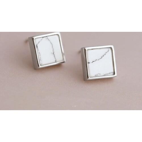 New Hot Fashion 925 Sterling Silver Square Earrings for Women Girls Gift Fashion Statement Jewelry