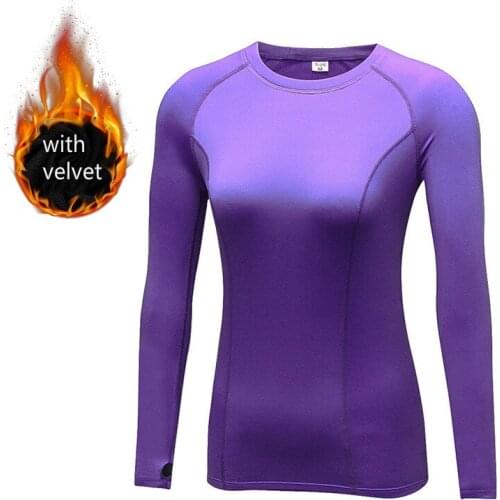 Autumn Winter Women Thicken Keep Warm Long Sleeves Running T-shirts Velvet Yoga Shirts Fitness Jogging Workout Outdoor Tops Wear