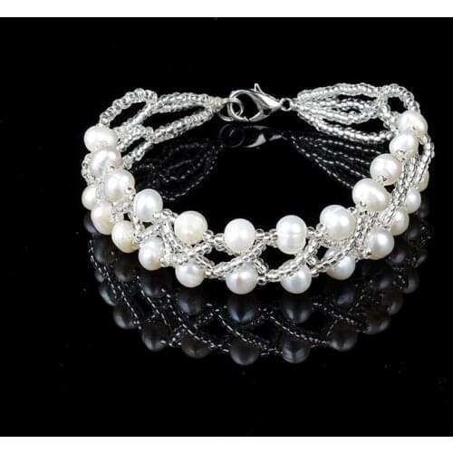 Natural Freshwater Pearl Bracelet Pendant Womens Peach Blossom Good Luck Bracelet Gifts for Girlfriends