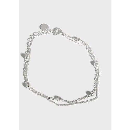 YPAY 100% Real 925 Sterling Silver Bracelets Womens Fine Jewelry Double Layer Beads Bracelet For Girls Drop Shipping YMB029