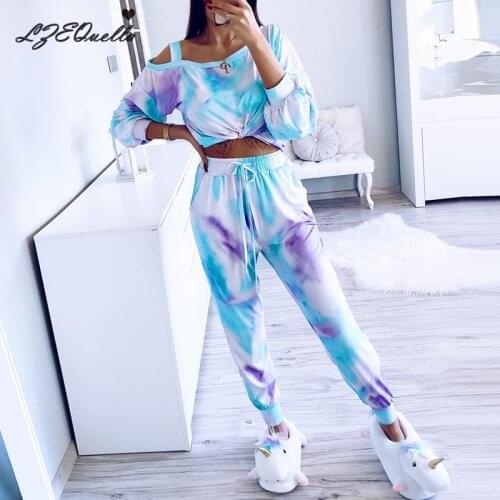LZEQuella Casual Women Shirt Pants Set 2 Piece Outfits Female Print T Shirt+Pencil Pants Suit Women Two Piece Sets Tracksuit