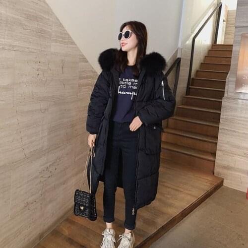 Winter female big collar jacket women over knee long outerwear ladies fashion thick loose parkas mujer tide black warm overcoats