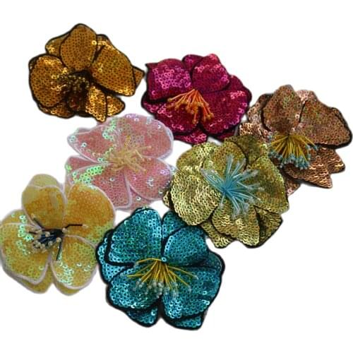 1pc Rhinestone beaded flower patches for clothes DIY sew on parch appliques Embroidery applique patch ropa clothing accessory