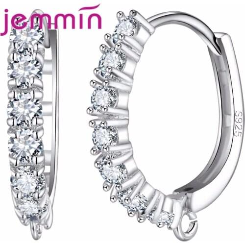 10PCS/Lot Fashion Shiny CZ Crystal Earrings Jewelry For Women 925 Sterling Silver Hoop Earrings DIY Making Earrings
