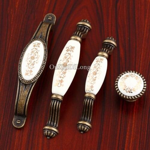 Top Designed 10PCS European Antique Kitchen Door Furniture Handles Ceramic Cupboard Wardrobe Drawer Cabinet Pulls Handles&Knobs