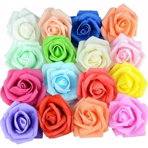 100Pcs 6cm Artificial PE Foam Rose Flowers Heads For Wedding Home Decorations DIY Scrapbooking Wreath Garland Cheap Flower
