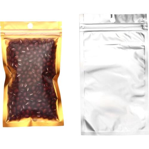 100pcs/lot 7.5*12cm inner golden front matte clear aluminum foil ziplock bag with hanging hole, sunglass/phone packing poly bags