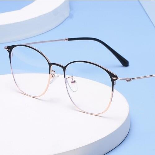 2020 Metal Men Glasses Frame Retro Women Eyeglasses Frame Vintage Square Clear Round Optical Eyes Big Frame Goggles
