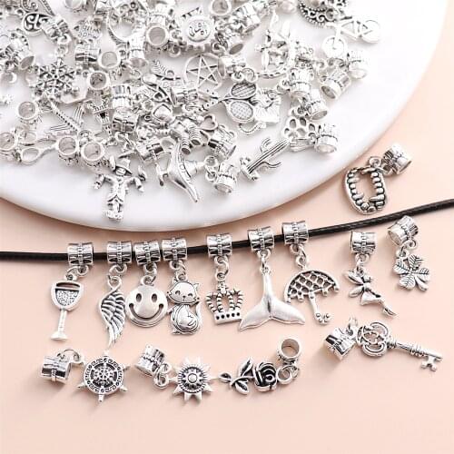 Mix Charms 50pcs/lot Flowers Birds Animals Pendants Fit For Pandora Style Bracelet DIY Jewelry Making