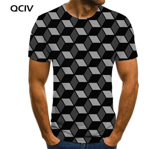 QCIV Brand Harajuku T-shirt Men Geometry Funny T shirts Creativity Anime Clothes Art Shirt Print Mens Clothing summer New Slim