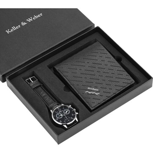 Wallet Watch Gifts Set Minimalist Mens Quartz Watches Card Holder Wallet Gift Box for Dad Husband Boy Friend Reloj Masculino