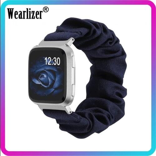 Wearlizer Scrunchie Elastic Watch Straps for Fitbit Versa Women Elastic Fabric Band for Fitbit Versa 2 Wristband Strap Accessory
